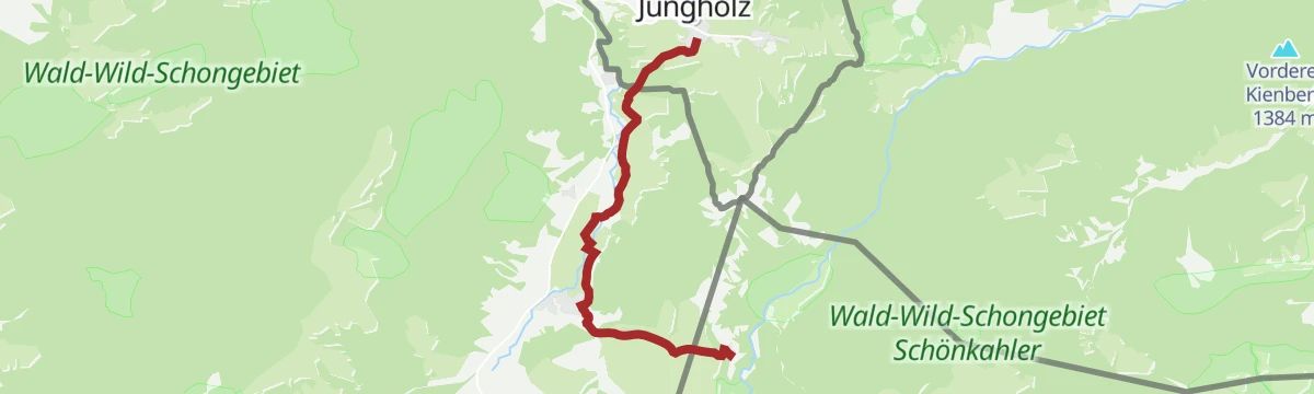 Route map: Von Jungholz zum Hotel Rehbach (Schattwald)